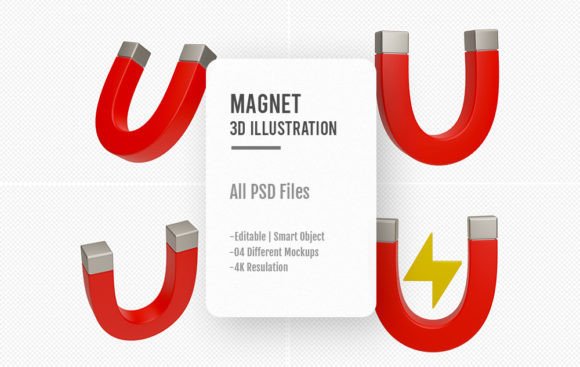 04 PSD Magnet 3d Icon Illustration: A Modern Tool for Creative Professionals