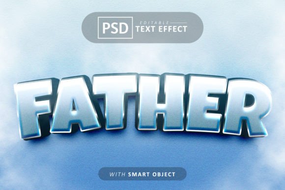 3D Cartoon Font Effect for Father Text