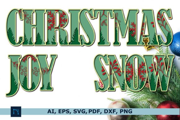 3D Christmas, Snow, Joy Alphabet Bundle