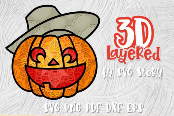 3D Layered Jack o Lantern SVG Pumpkin 06
