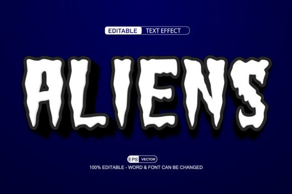 Aliens Editable Text Effect Vector 3d