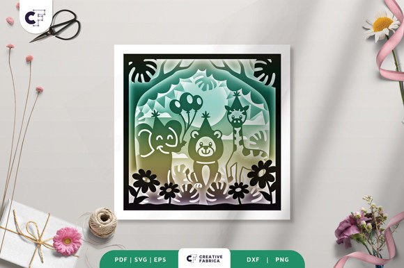 Animal Picnic in Spring 3D Shadow Box