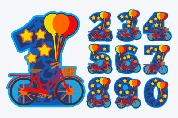 Bicycle Numbers 3D SVG for Creative Projects