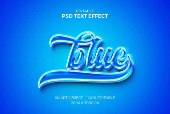 Blue Glossy Editable 3D Text Effect for Creative and Professional Use