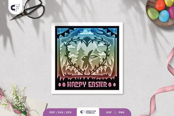 Bunny in a Heart Shape 3D Shadow Box