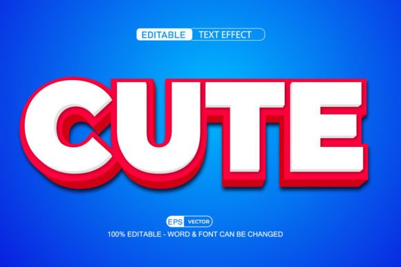 Cute Editable Text Effect Vector 3d Styl