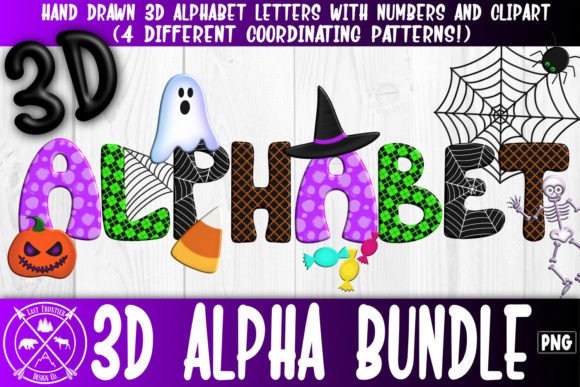 Halloween 3D Hand Drawn Alphabet Bundle