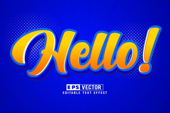 Hello 3d Editable Text Effect Vector