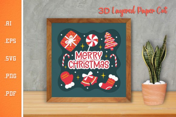 Merry Christmas - 3D SVG Paper Cut 7