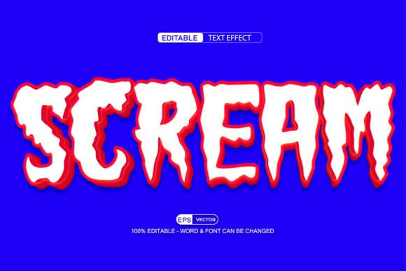 Scream Editable Text Effect Vector 3d