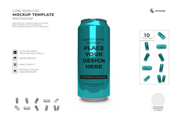 Soda Drink Can 3D Mockup Template Bundle