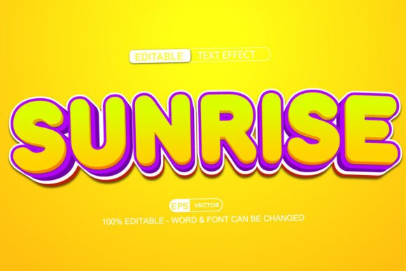 Sunrise Editable Text Effect Vector 3D