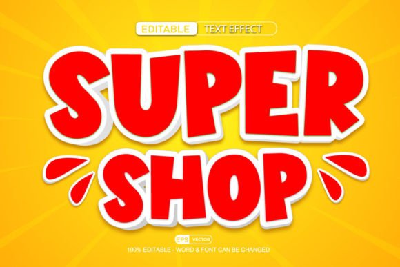 Super Shop Text Effect Vector 3D Style