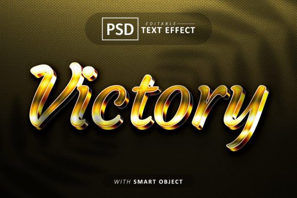 Victory Gold 3D Text Effect Editable for Creative and Professional Use